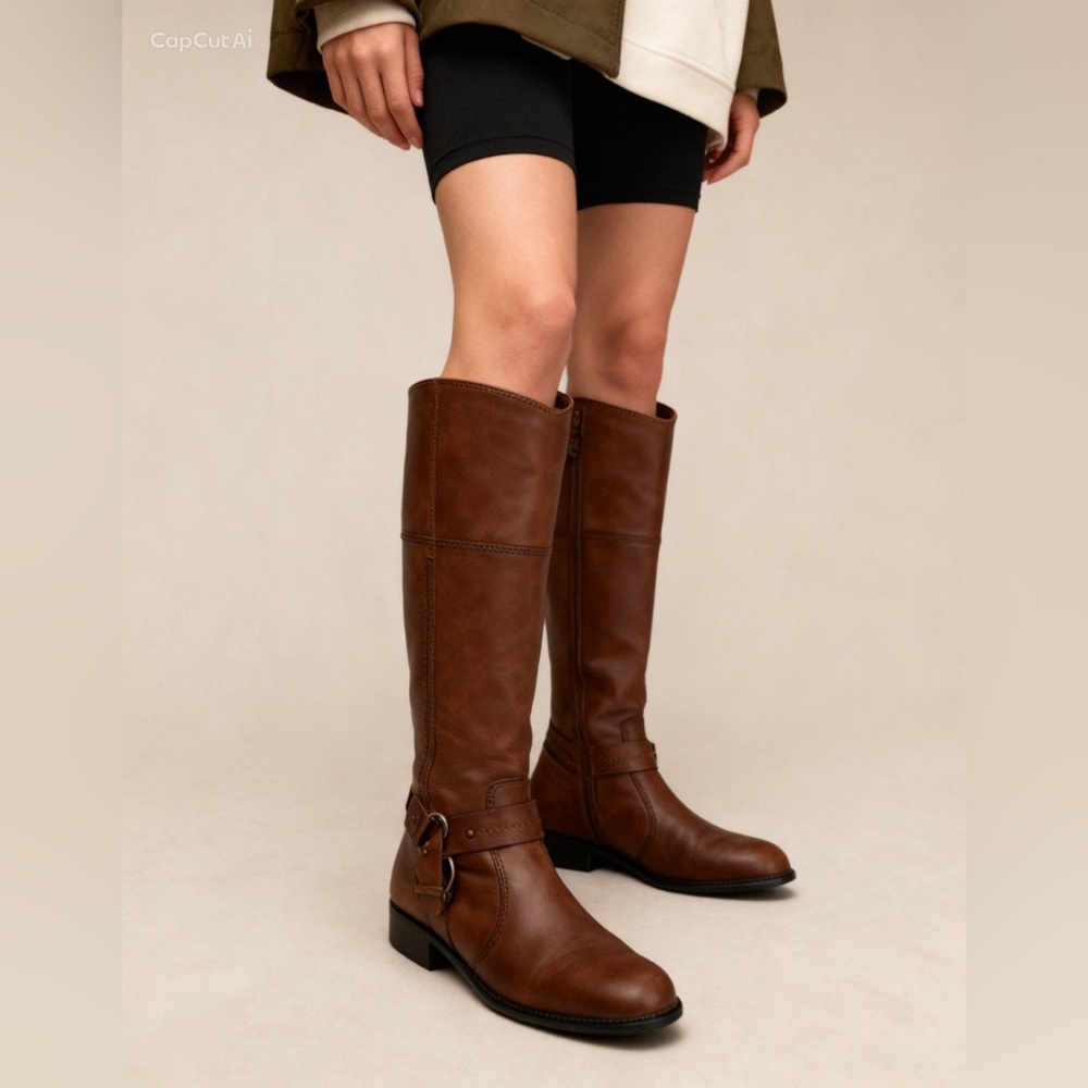 Clarks brown leather riding boots size 6